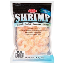 Wholey Shrimp, Tail Off, Peeled, Cooked 16 Oz