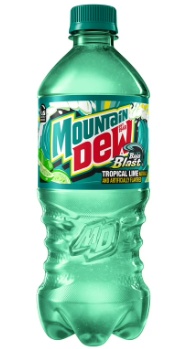 Mtn Dew Mountain Baja Blast Tropical Lime & Citrus Soda Pop, 20 Fl Oz Bottle