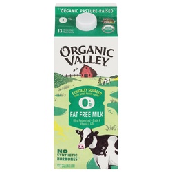 Organic Valley Fat Free Milk, 0% Milk Fat, 0.5 Gal