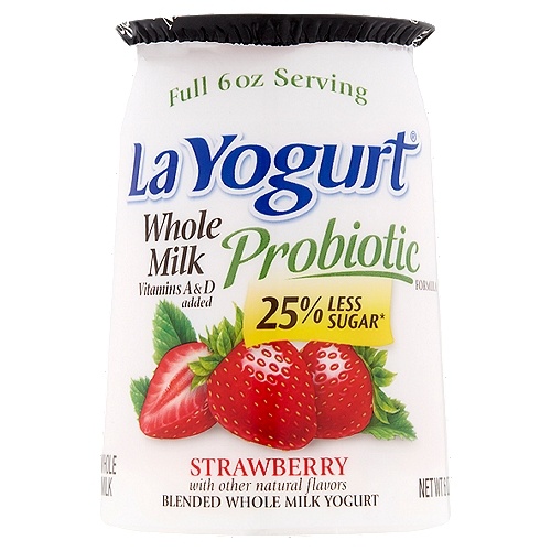La Yogurt Probiotic Strawberry Blended Whole Milk 6 Oz. Cup