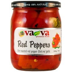 VaVa Fire Roasted Red Pepper Fillets With Garlic 500g