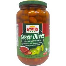 Baraka Green Olives Hot Pepper 32.2 Oz