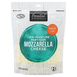 Essential Everyday Cheese, Mozzarella, Part Skim, Low Moisture, Fancy Cut 8 Oz