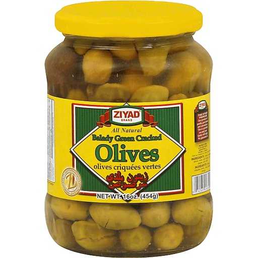 Ziyad Olives, Balady Green Cracked 16 Oz