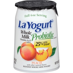 La Yogurt Probiotic Peach Blended Whole Milk 6 Oz. Cup