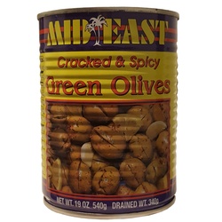 Mid-East Cracked & Spicy Green Olives 19 Oz