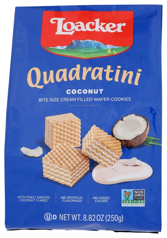 Loacker Quadratini Bite Size Coconut Wafer Cookies