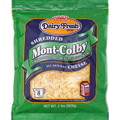 Dairy Fresh Cheese, Natural, Mont Colby, Shredded 2 Lb