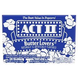 Act II Butter Lovers Microwave Popcorn, 78g