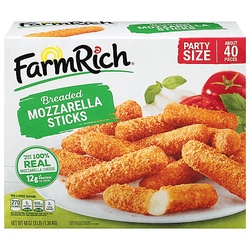 Farm Rich Mozzarella Sticks, Breaded, Party Size 48 Oz