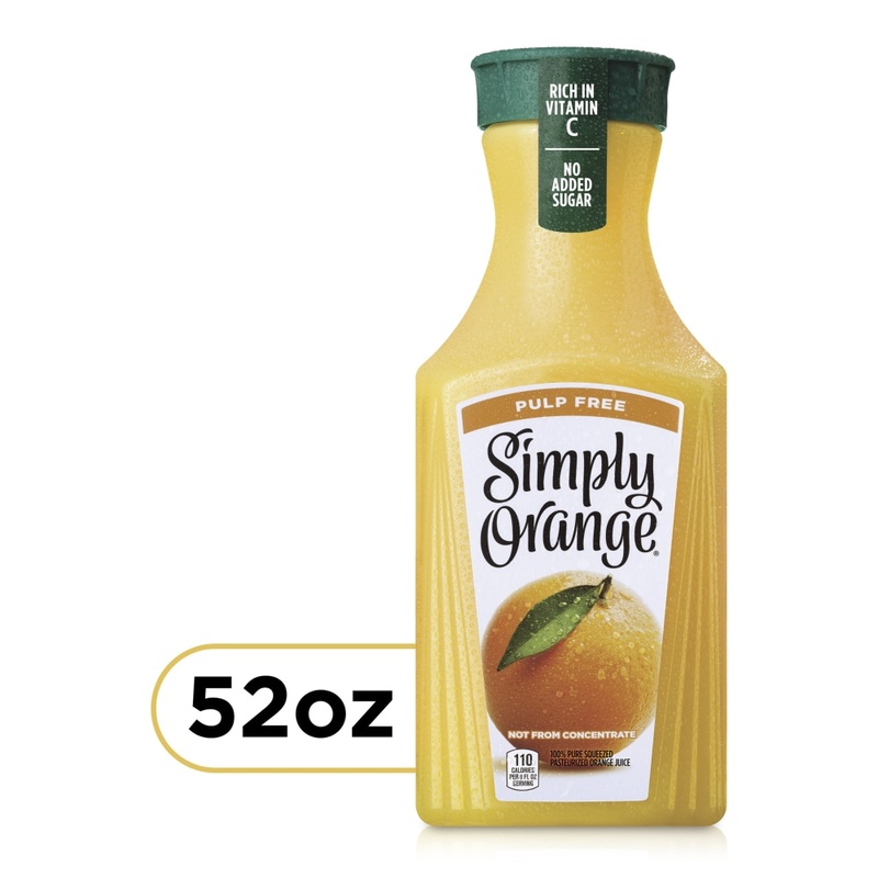 Simply Orange Pulp Free Juice Bottle, 52 Fl Oz