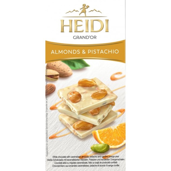 White Chocolate With Almonds & Pistachio, Heidi 100g