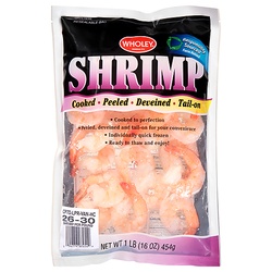 Wholey Cooked P&D Tail-On Shrimp