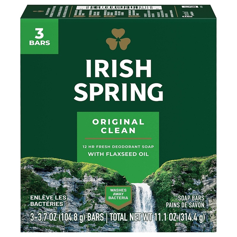 Irish Spring Deodorant Soap Original Bar, 3 Bars 3.75 Ounce