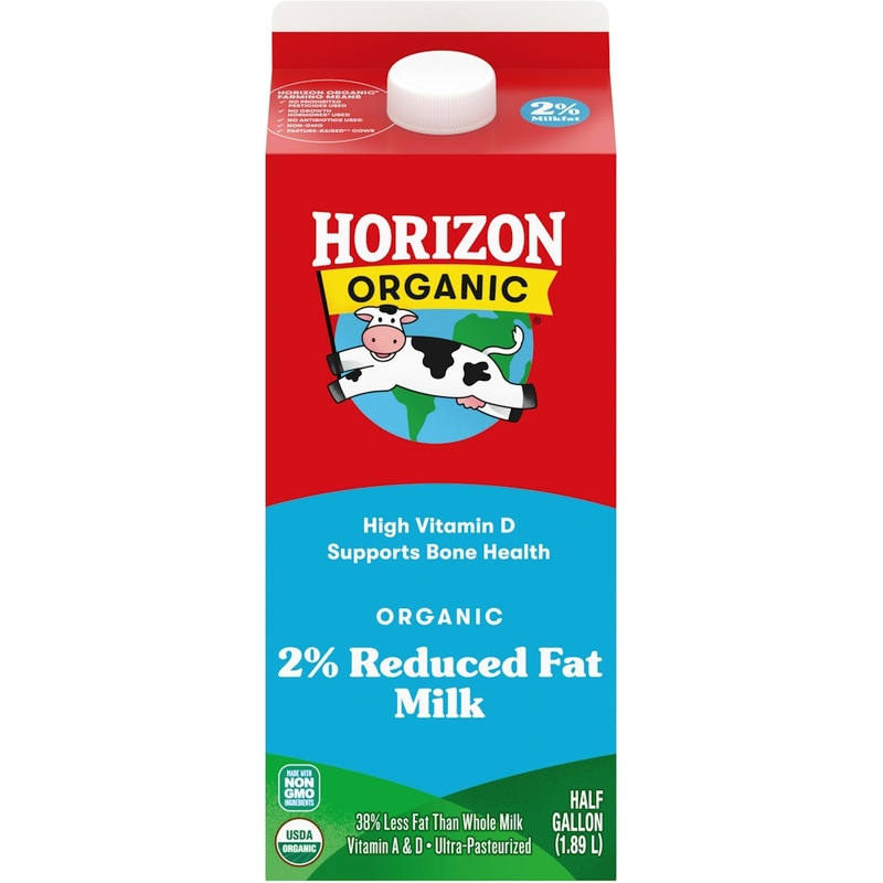 Horizon Organic 2% Reduced Fat High Vitamin D Milk, Half Gallon
