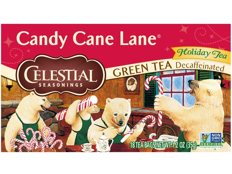 Celestial Seasonings Candy Cane Lane Decaf Green Holiday Tea Bags