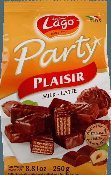 Diversos Biscoito Wafer De Chocolate Ao Leite Party Plaisir Gastone Lago 200g