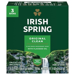 Irish Spring Deodorant Soap Original Bar, 3 Bars 3.75 Ounce