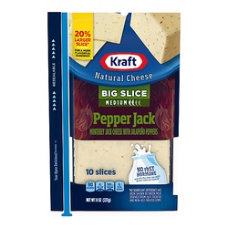 Kraft Cheese Slices, Natural, Pepper Jack, Big Slice, Medium