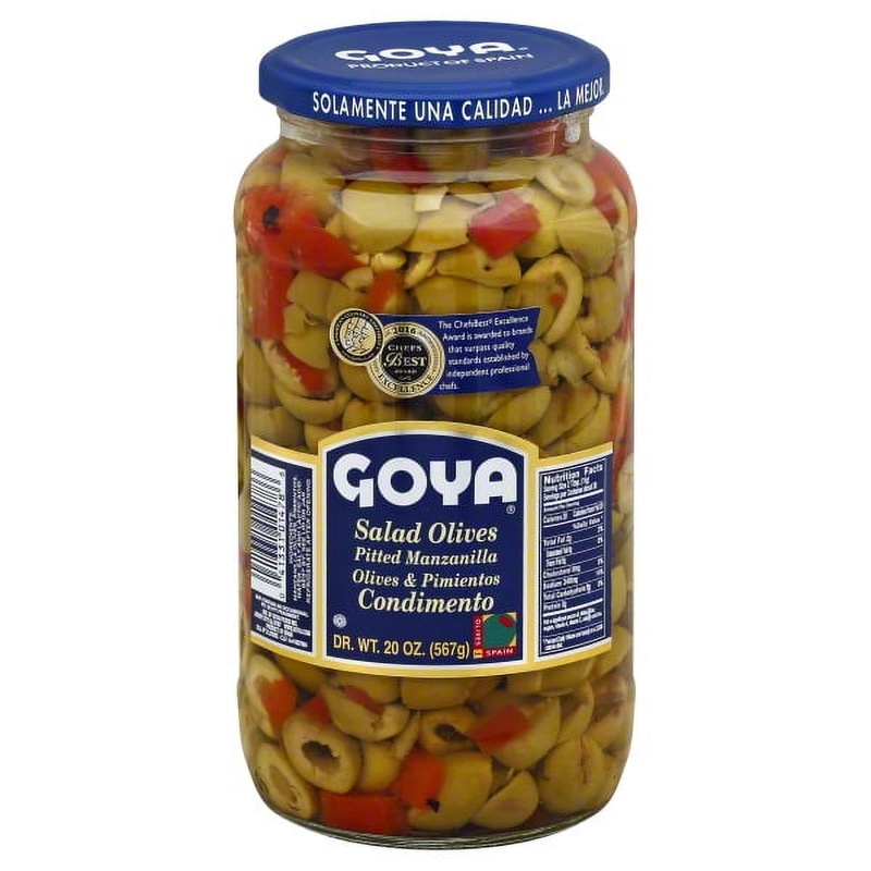 Goya Olives, Salad, Manzanilla, Pitted 20 Oz