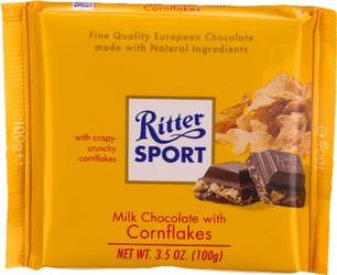Ritter Sport Milk Chocolate Bar With Corn Flakes, 3.5 Oz