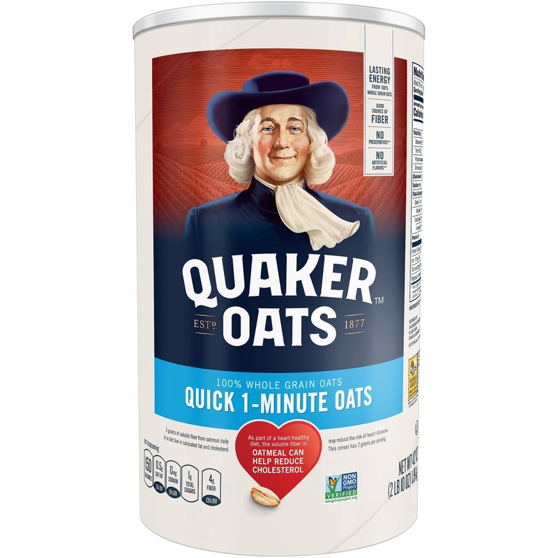 Quaker Oats Quick 1 Minute, 100% Whole Grain, Rolled 42 Oz