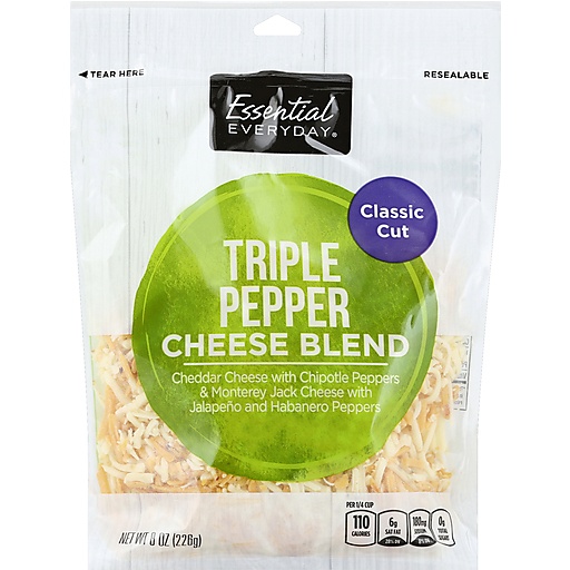Essential Everyday Cheese Blend, Triple Pepper, Classic Cut 8 Oz