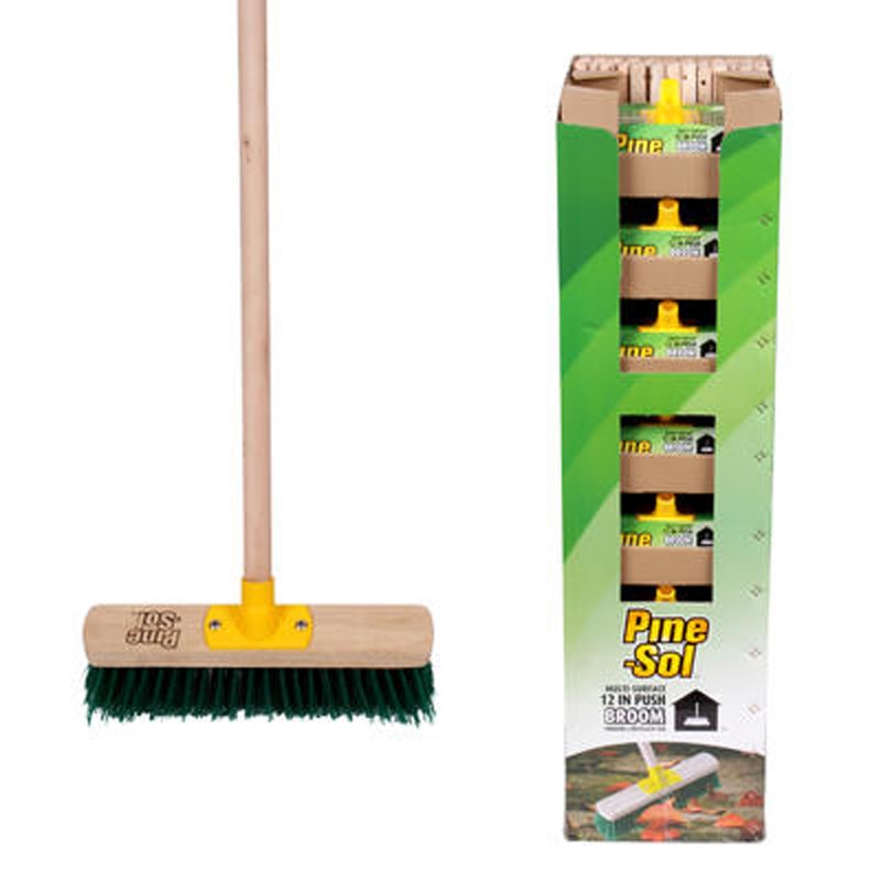 Pine Sol Push Broom 12â€³ Wood Handle
