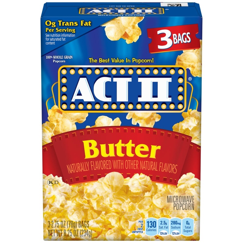Act II Butter Microwave Popcorn, 3-Count 2.75-oz. Bags