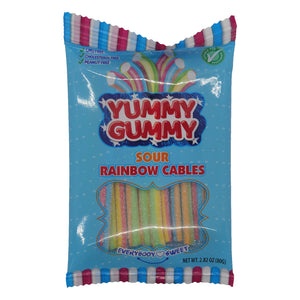 Saadt Yummy Gummy Licorice Sour Rainbow Cables - 2.82-oz. Bag