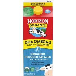 Horizon Organic Milk, Dha Omega 3, 2% Reduced Fat 0.5 Gal