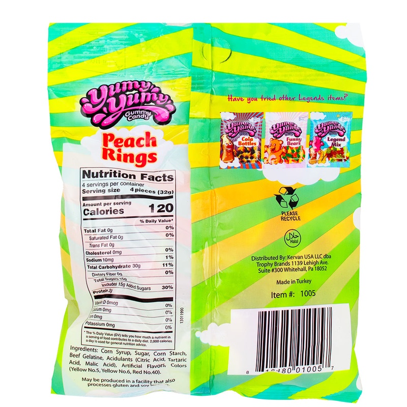 Yumy Yumy Gummy Candy Peach Rings