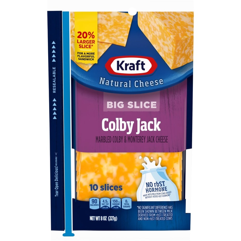 Kraft Cheese Slices, Natural, Colby Jack, Big Slice