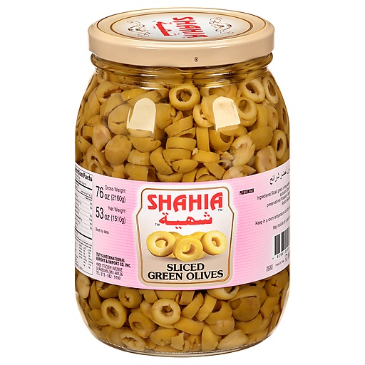 Shahia Green Olives, Sliced 76 Oz