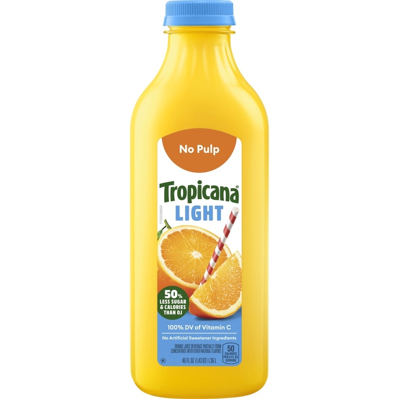 Tropicana Light Orange Juice Beverage, No Pulp