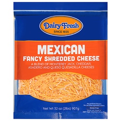 Dairy Fresh Shredded Cheese, Fancy, Mexican 32 Oz