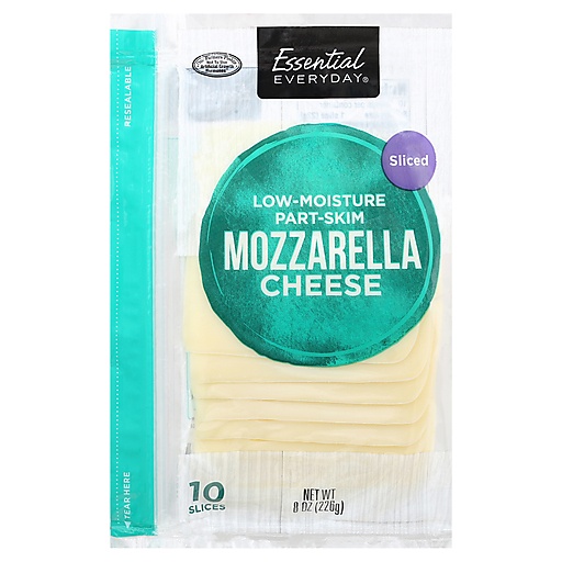 Essential Everyday Cheese, Part Skim, Mozzarella, Low Moisture, Sliced