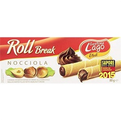 Gastone Lago Hazelnut Cream Rolled Wafers, 2.82 Oz