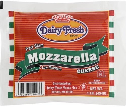 Dairy Fresh Low Moisture, Part Skim, Mozzarella Cheese - 1 Lb