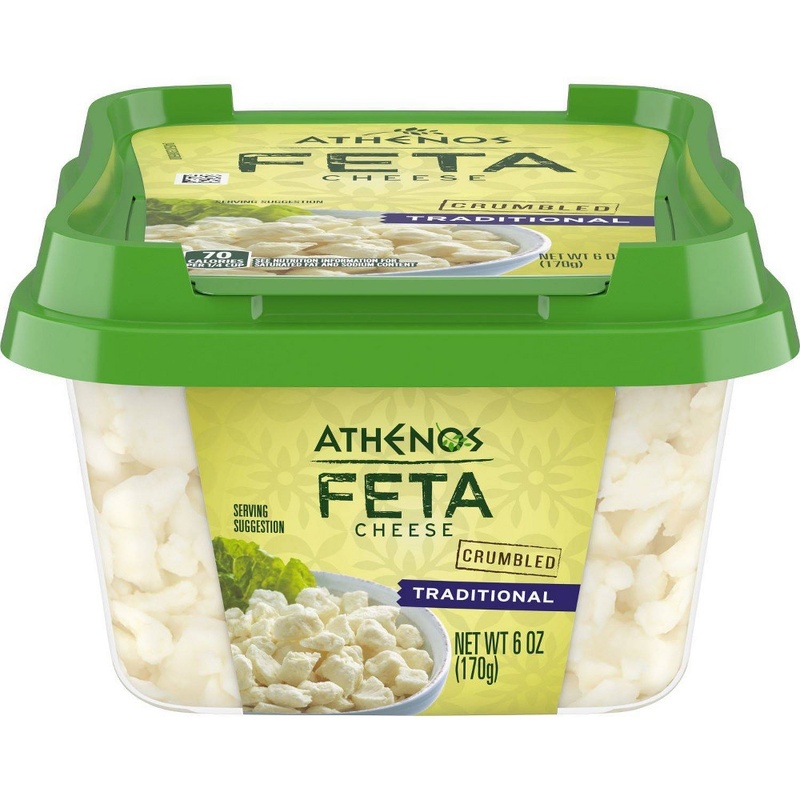 Athenos Traditional Crumbled Feta Cheese, 6 Oz Tub